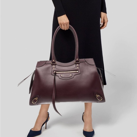 Balenciaga Neo Classic Burgundy Box Leather Travel Bag - Picture 3 of 5